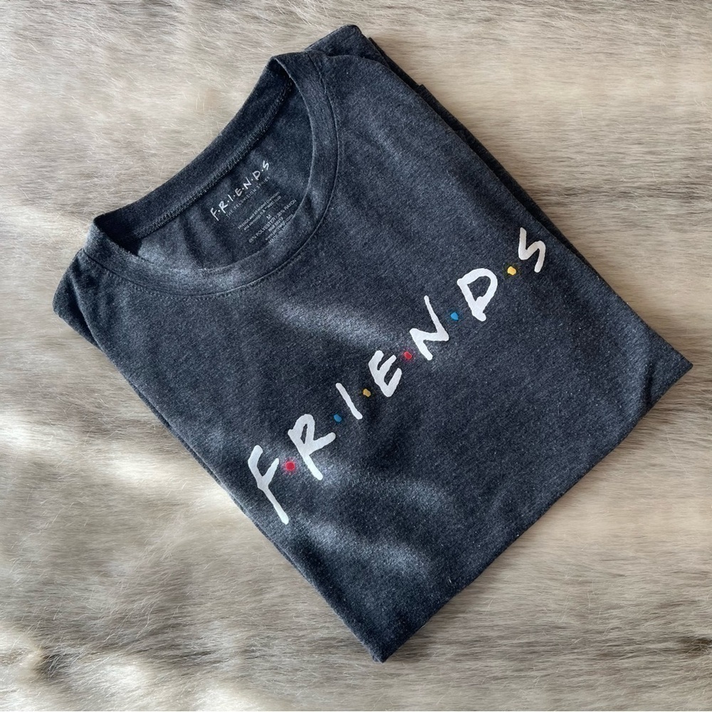 FRIENDS Retro Short Sleeve V-Neck M T-Shirt Gray Logo - Picture 4 of 8